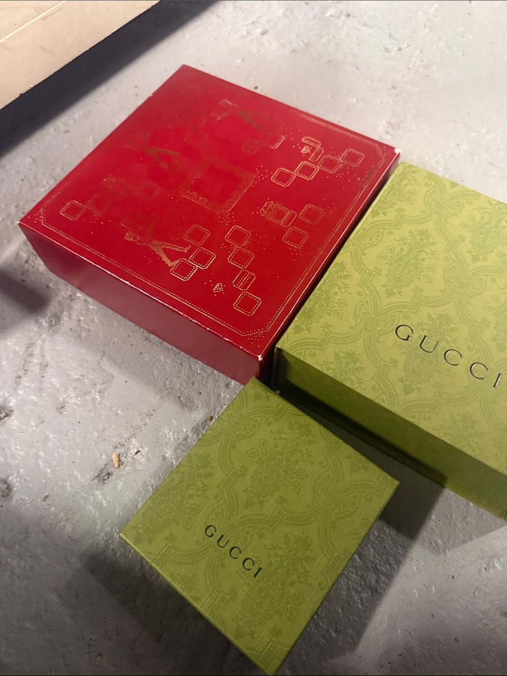 2 Gucci Gift Boxes with  1 Cartier Red box